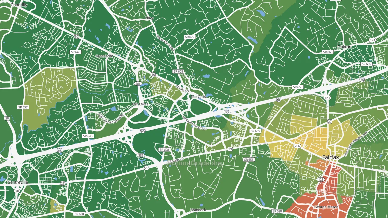 Fair Oaks, VA Map of Murder Rates
