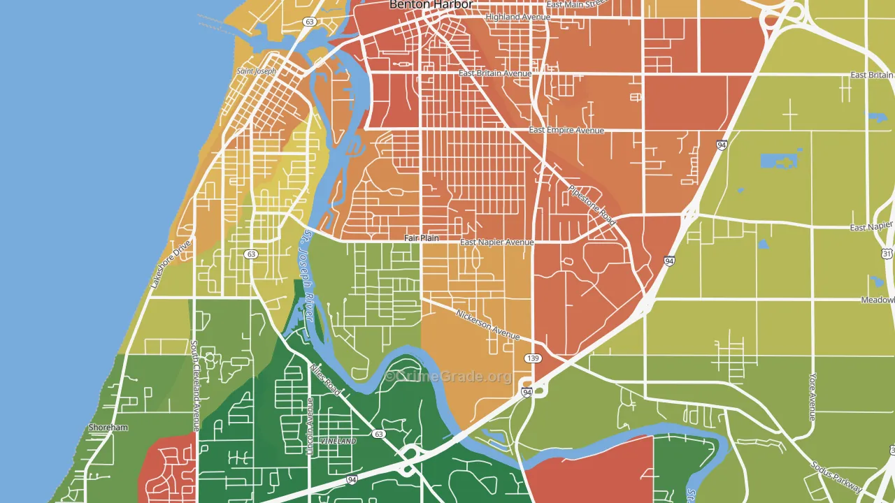 Fair Plain, MI Map of Murder Rates