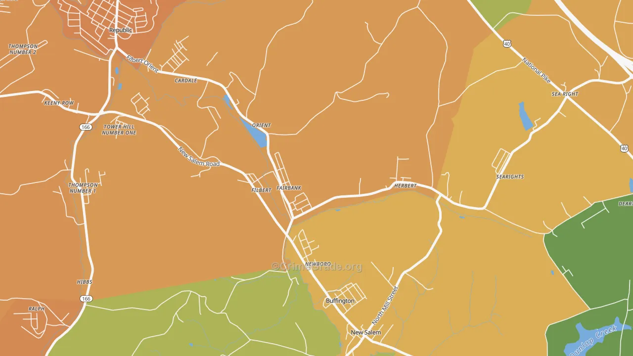 Fairbank, PA Map of Murder Rates