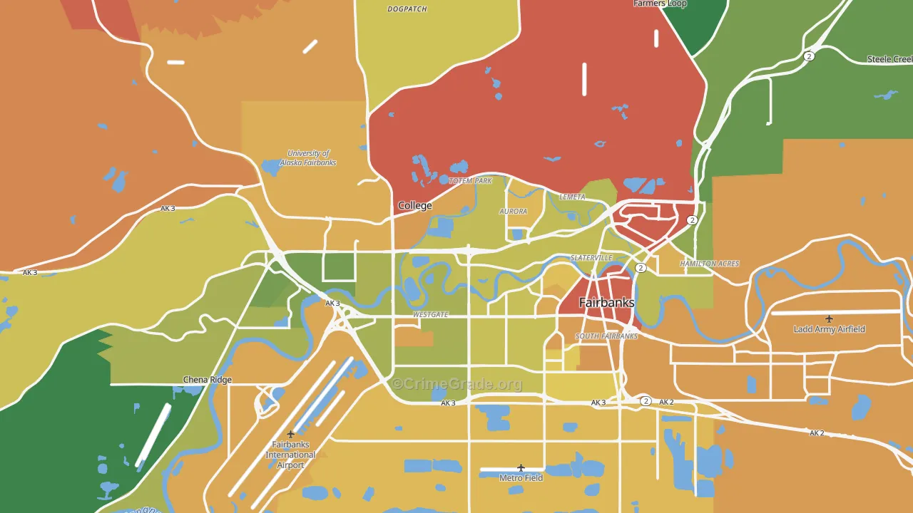 Fairbanks, AK Map of Murder Rates