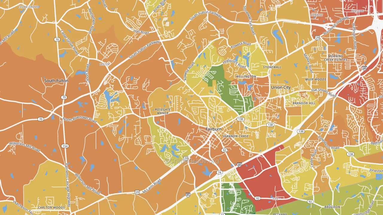 Fairburn, GA Map of Murder Rates