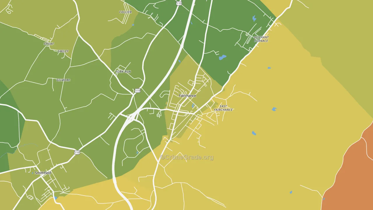 Fairchance, PA Map of Murder Rates