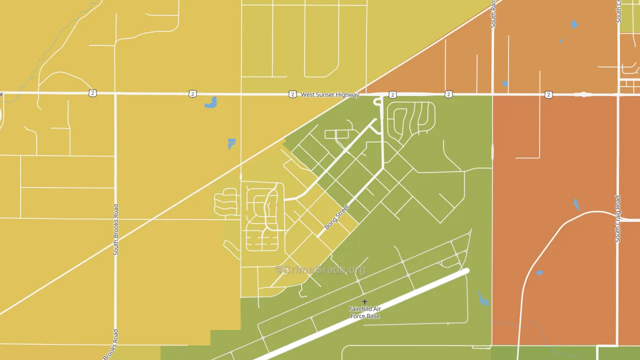 Fairchild AFB, WA Map of Murder Rates