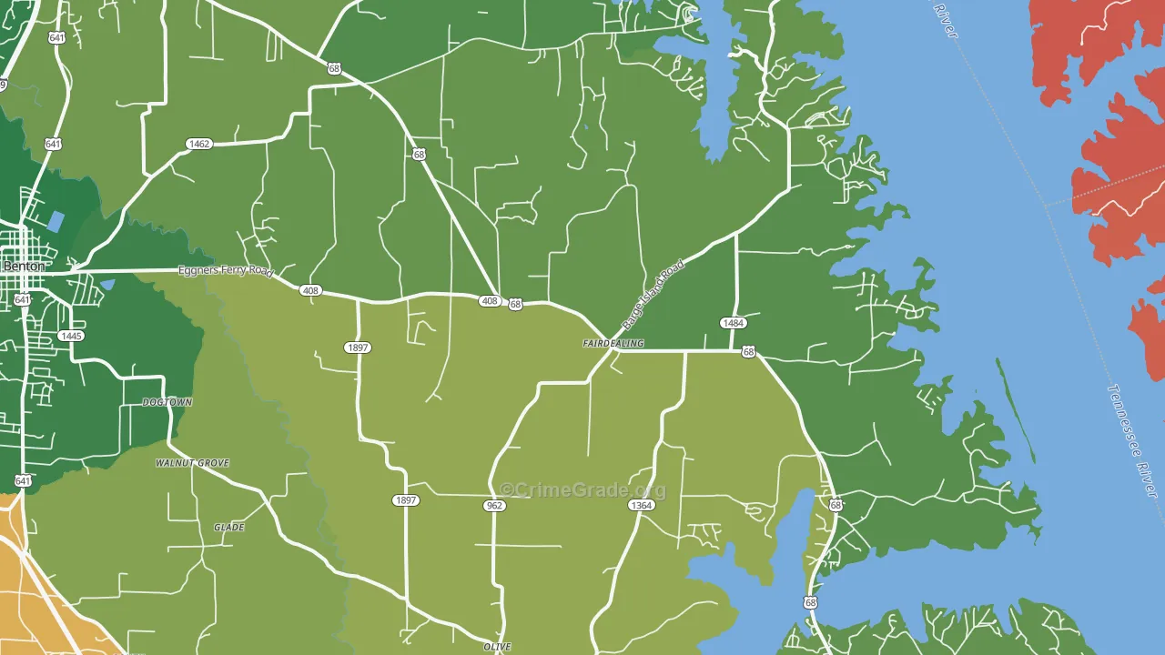 Fairdealing, KY Map of Murder Rates