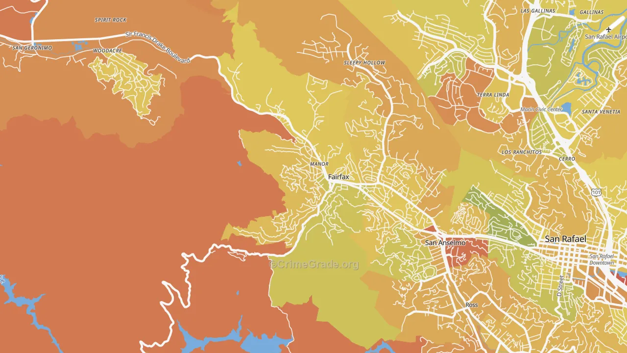 Fairfax, CA Map of Murder Rates