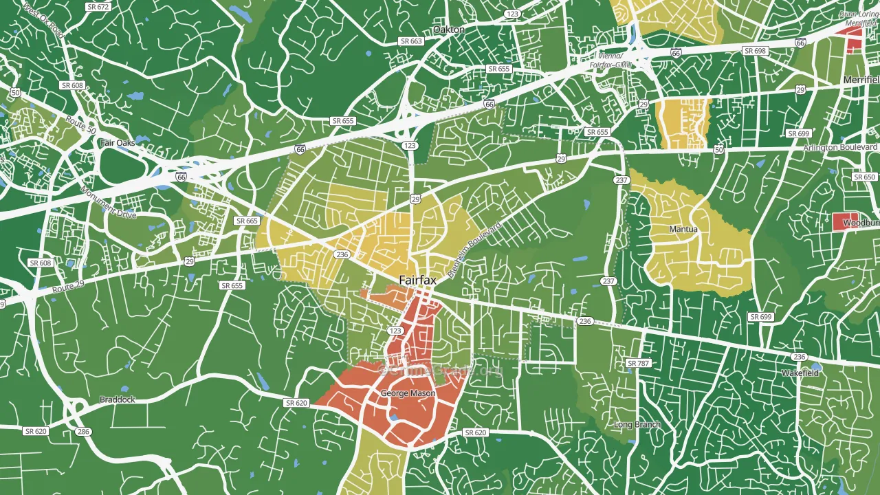 Fairfax City, VA Map of Murder Rates