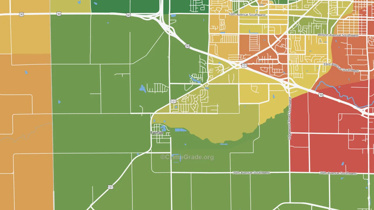 Fairfax, IA Map of Murder Rates