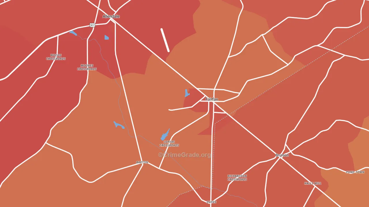 Fairfax, SC Map of Murder Rates