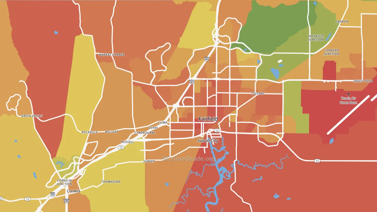 Fairfield, CA Map of Murder Rates
