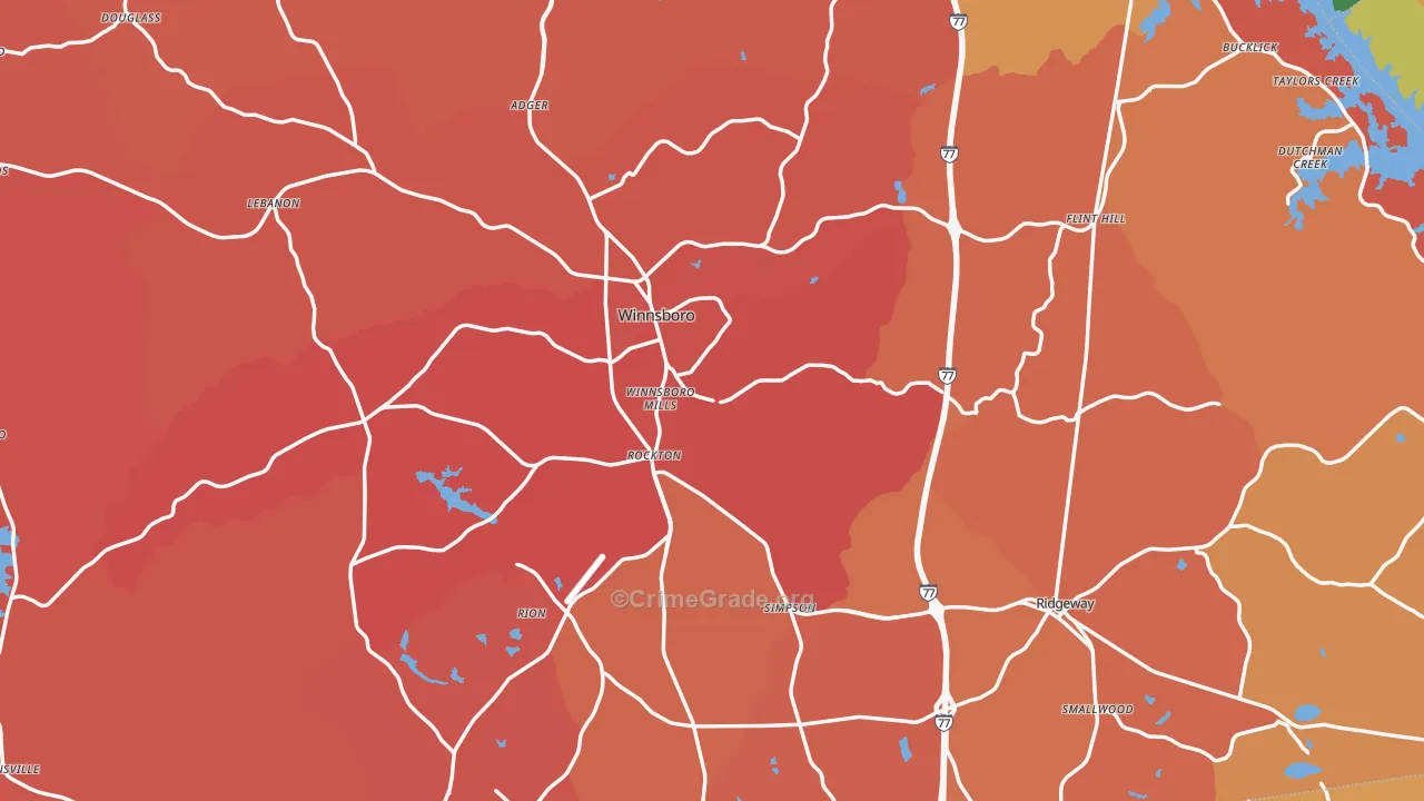 Fairfield County, SC Map of Murder Rates