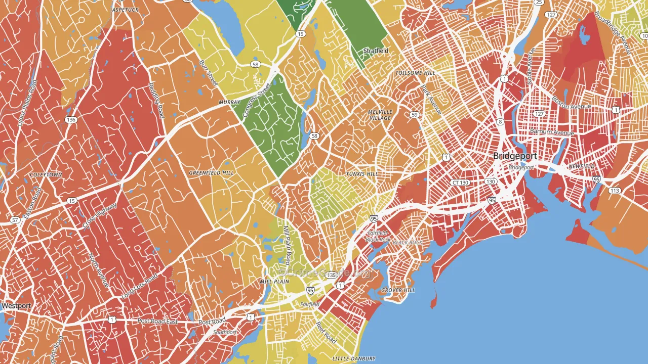 Fairfield, CT Map of Murder Rates