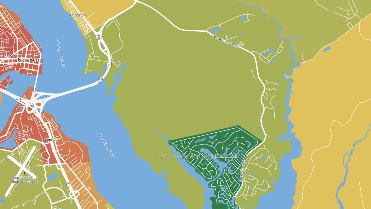 Fairfield Harbour, NC Map of Murder Rates