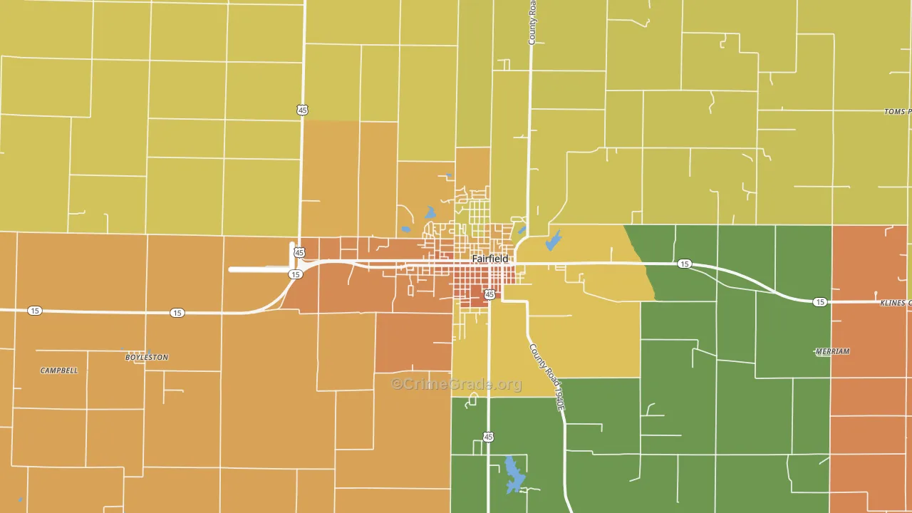 Fairfield, IL Map of Murder Rates