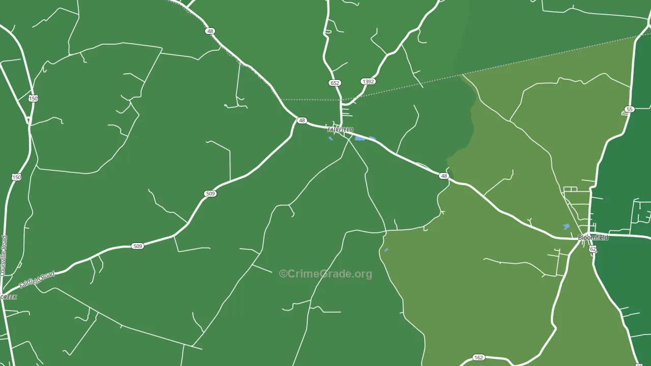Fairfield, KY Map of Murder Rates