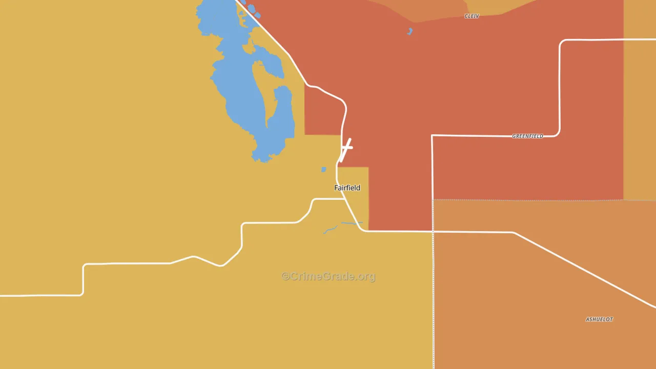 Fairfield, MT Map of Murder Rates