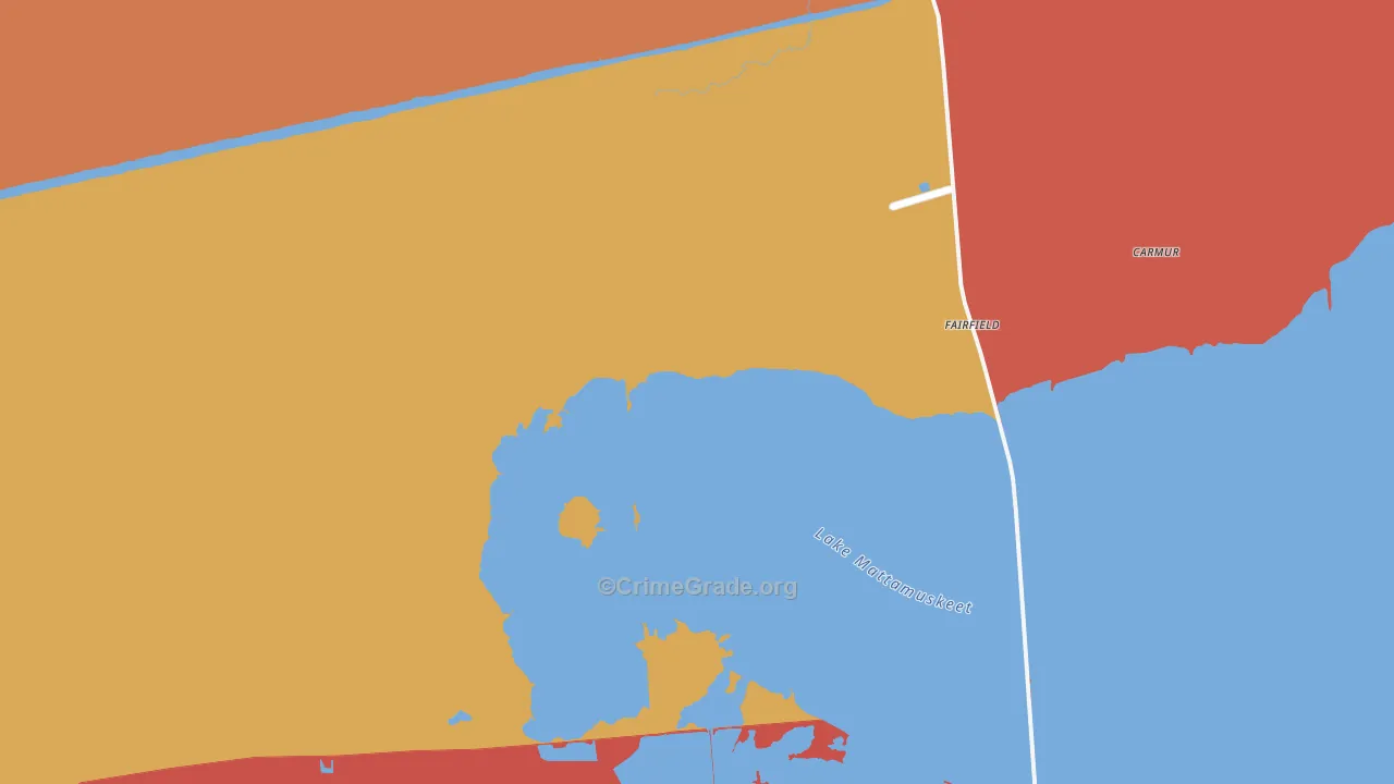 Fairfield, NC Map of Murder Rates