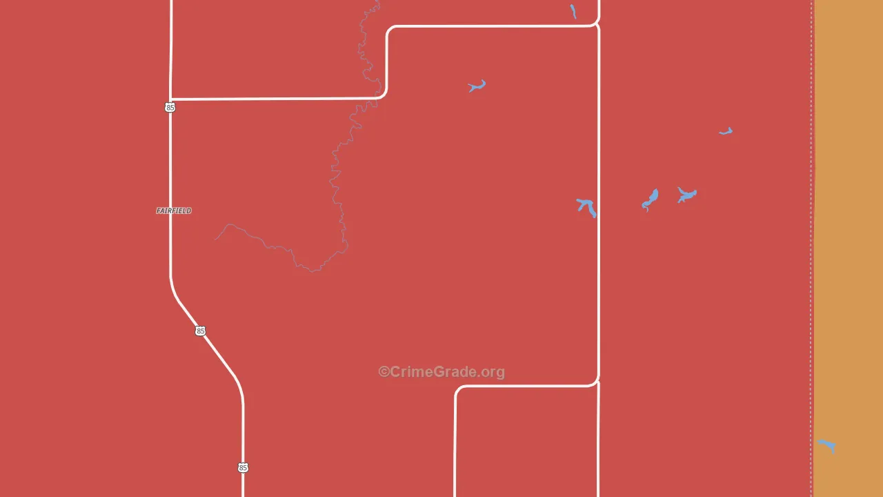 Fairfield, ND Map of Murder Rates