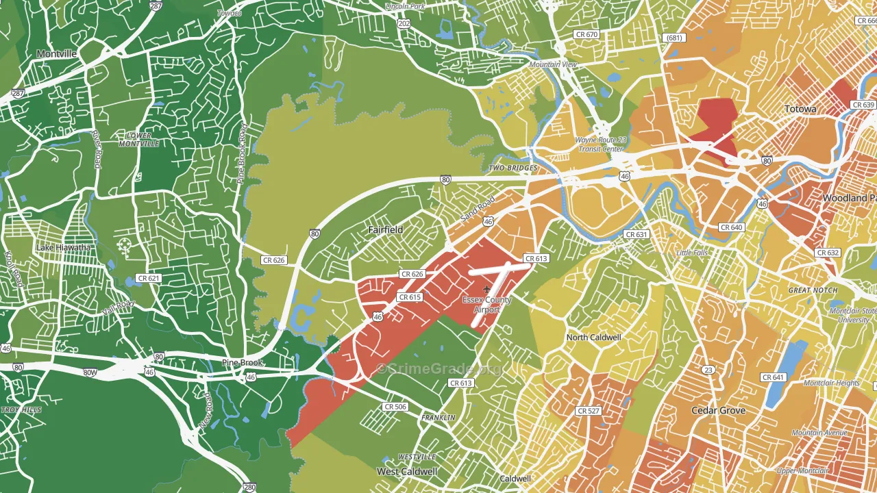 Fairfield, NJ Map of Murder Rates
