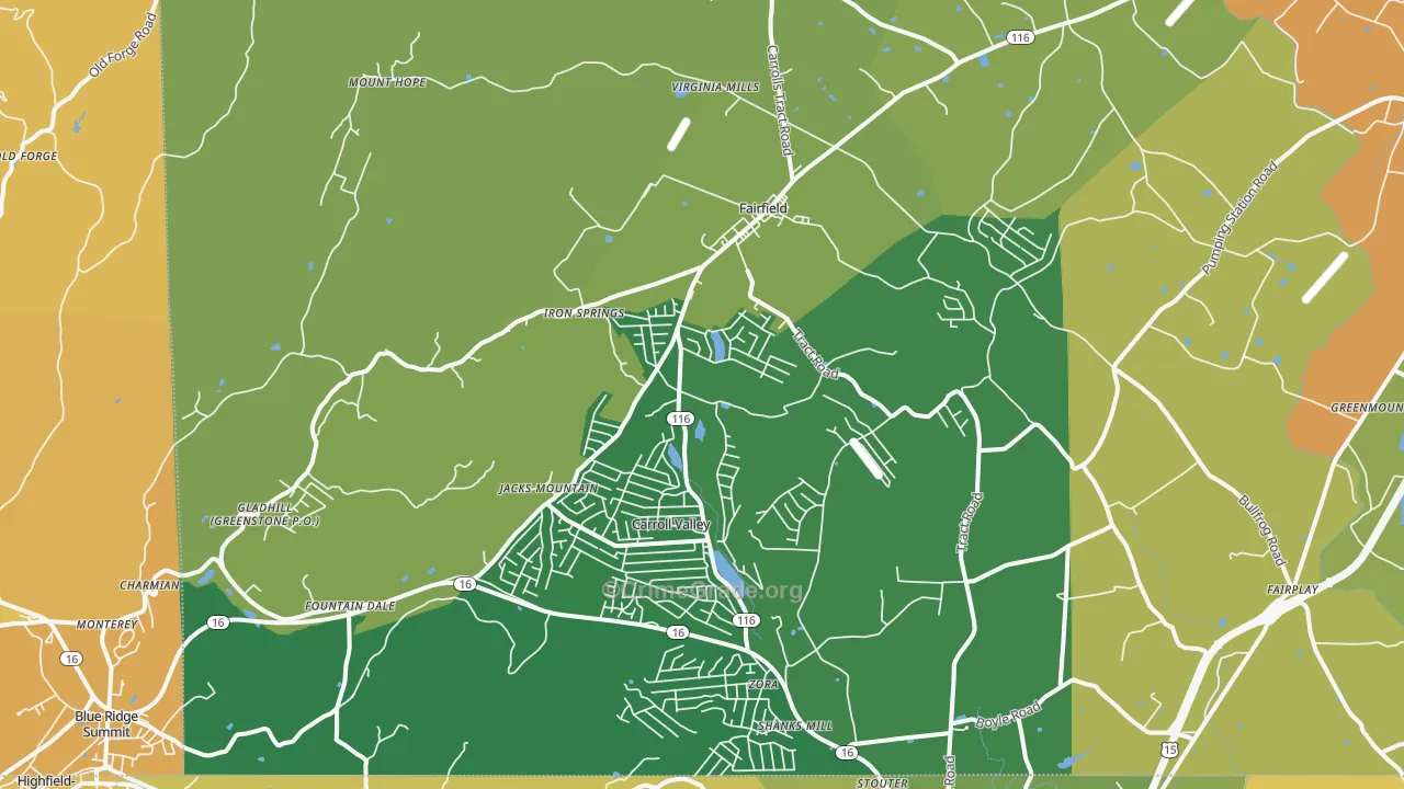 Fairfield, PA Map of Murder Rates