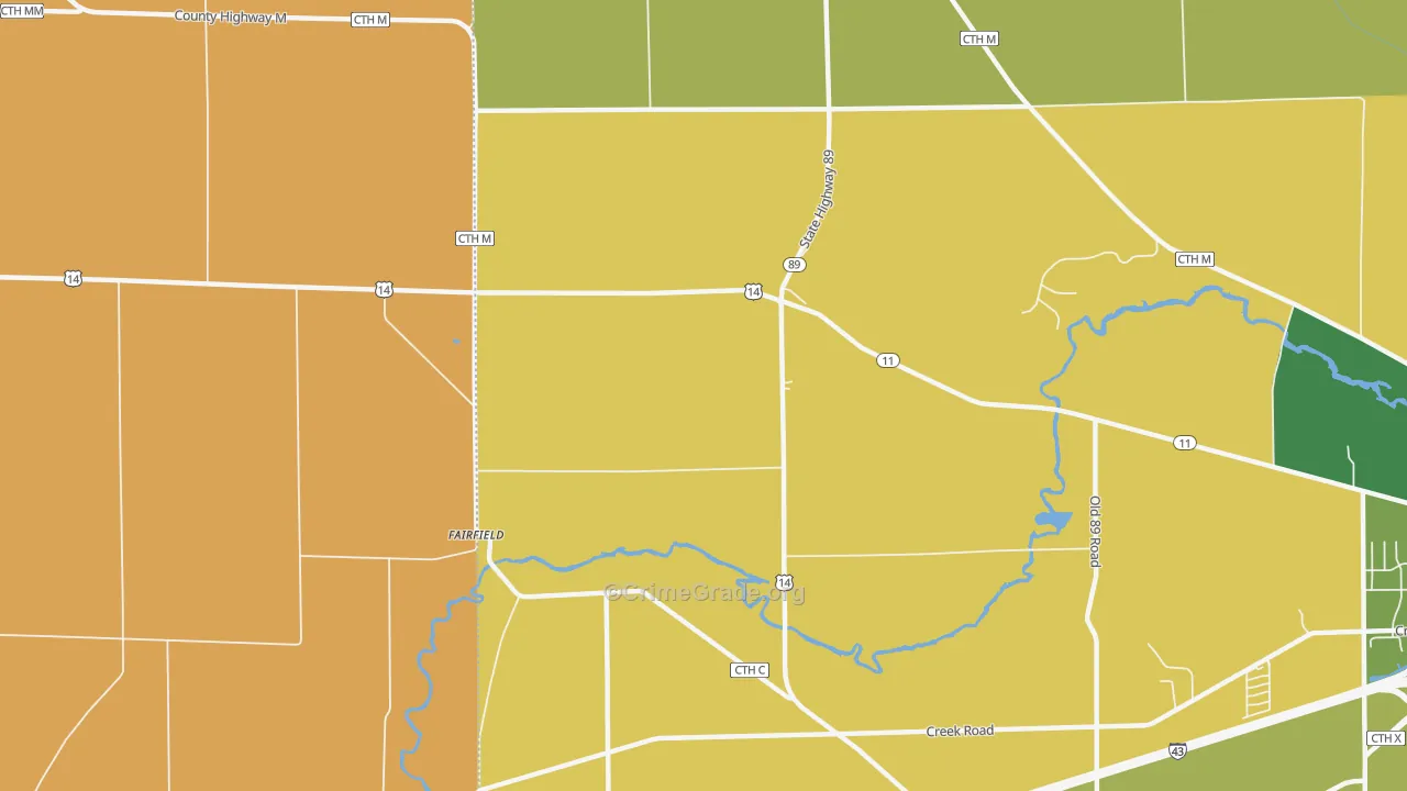 Fairfield, WI Map of Murder Rates