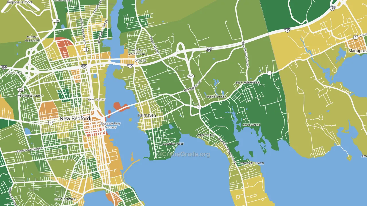 Fairhaven, MA Map of Murder Rates