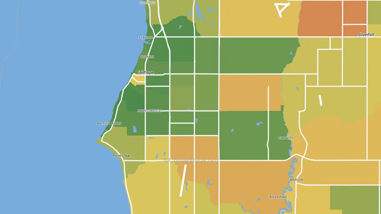 Fairhope, AL Map of Murder Rates