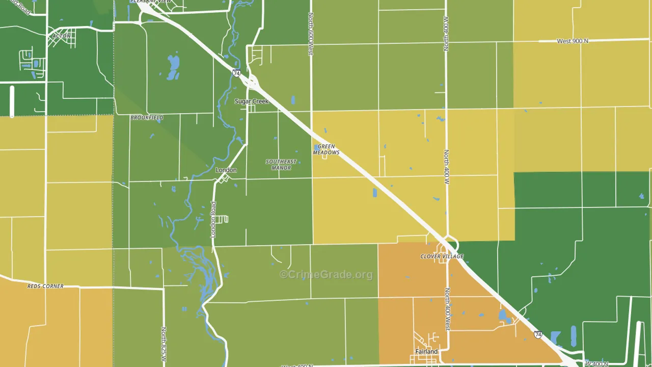 Fairland, IN Map of Murder Rates