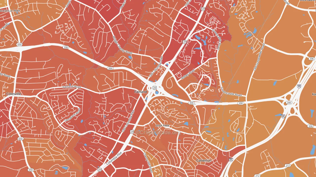 Fairland, MD Map of Murder Rates