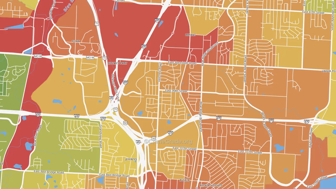 Fairlane, Kansas City, MO Map of Murder Rates