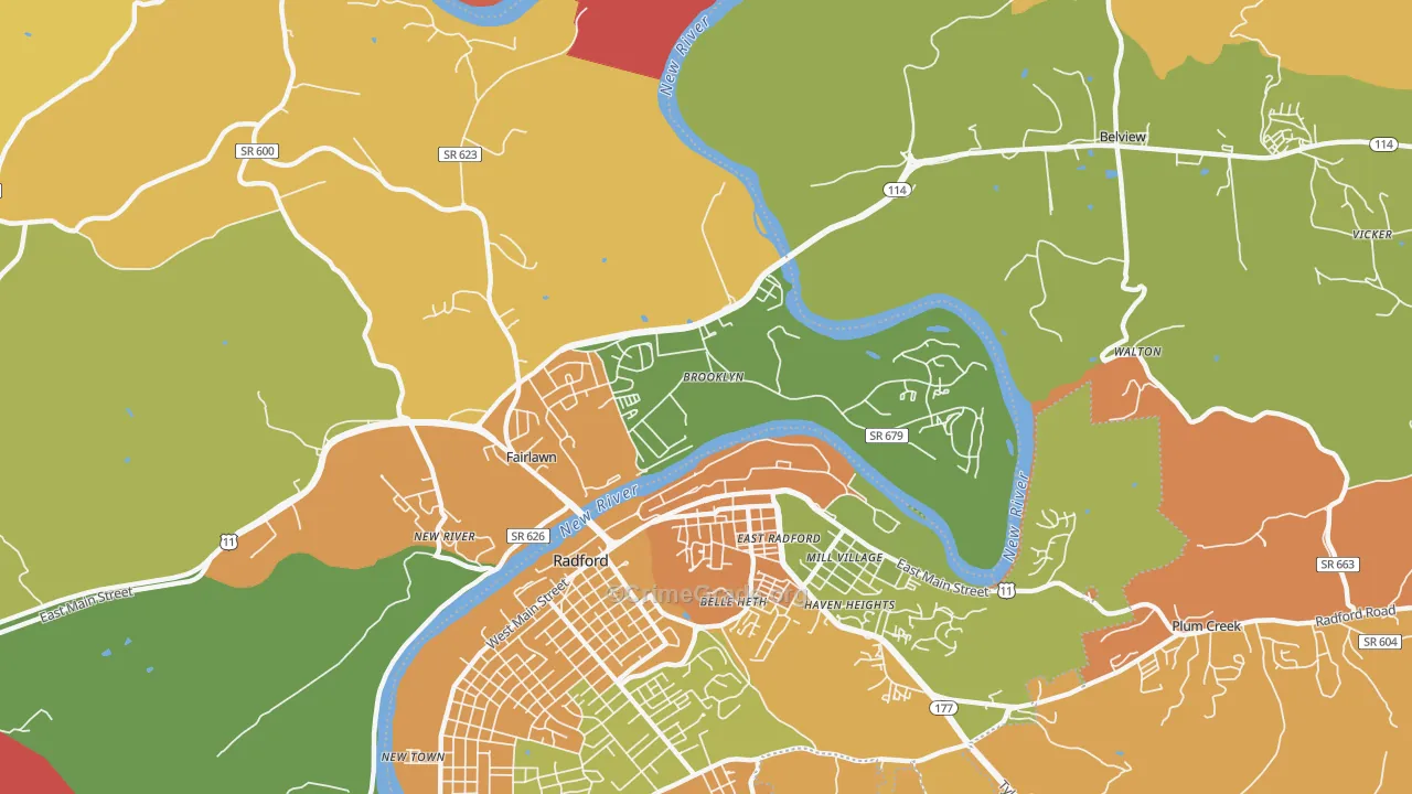 Fairlawn, VA Map of Murder Rates