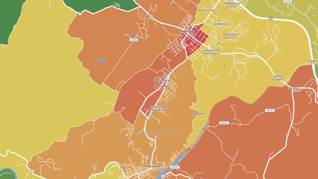 Fairlea, WV Map of Murder Rates