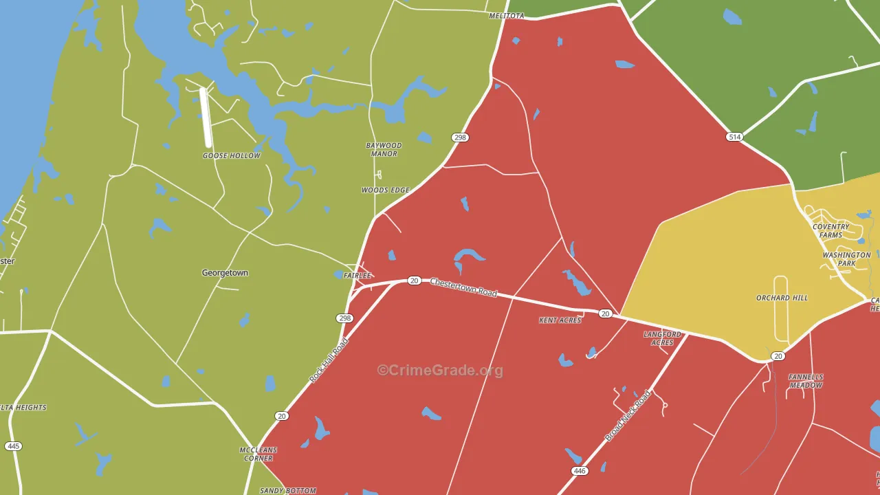Fairlee, MD Map of Murder Rates