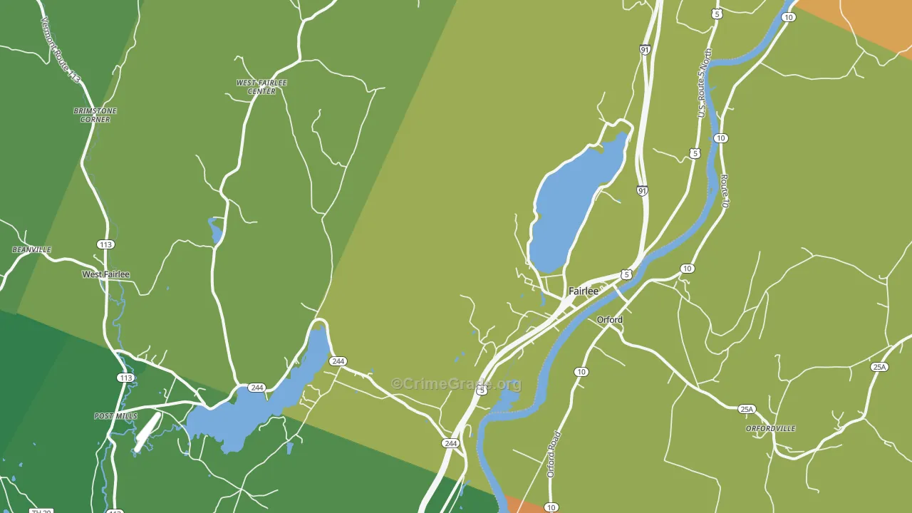 Fairlee, VT Map of Murder Rates