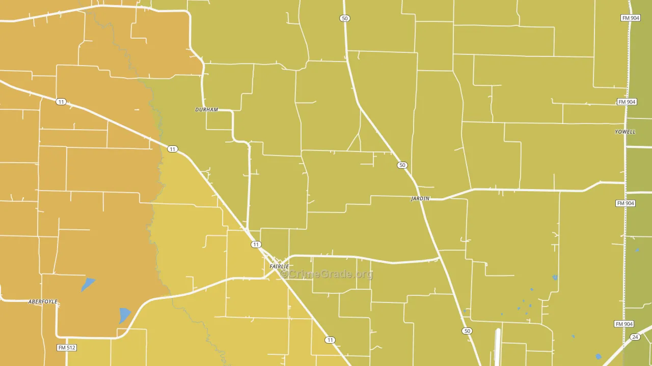 Fairlie, TX Map of Murder Rates