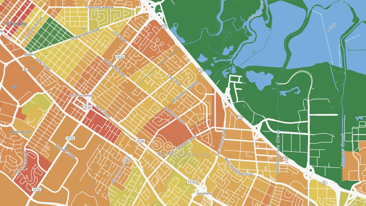 Fairmeadow, Palo Alto, CA Map of Murder Rates
