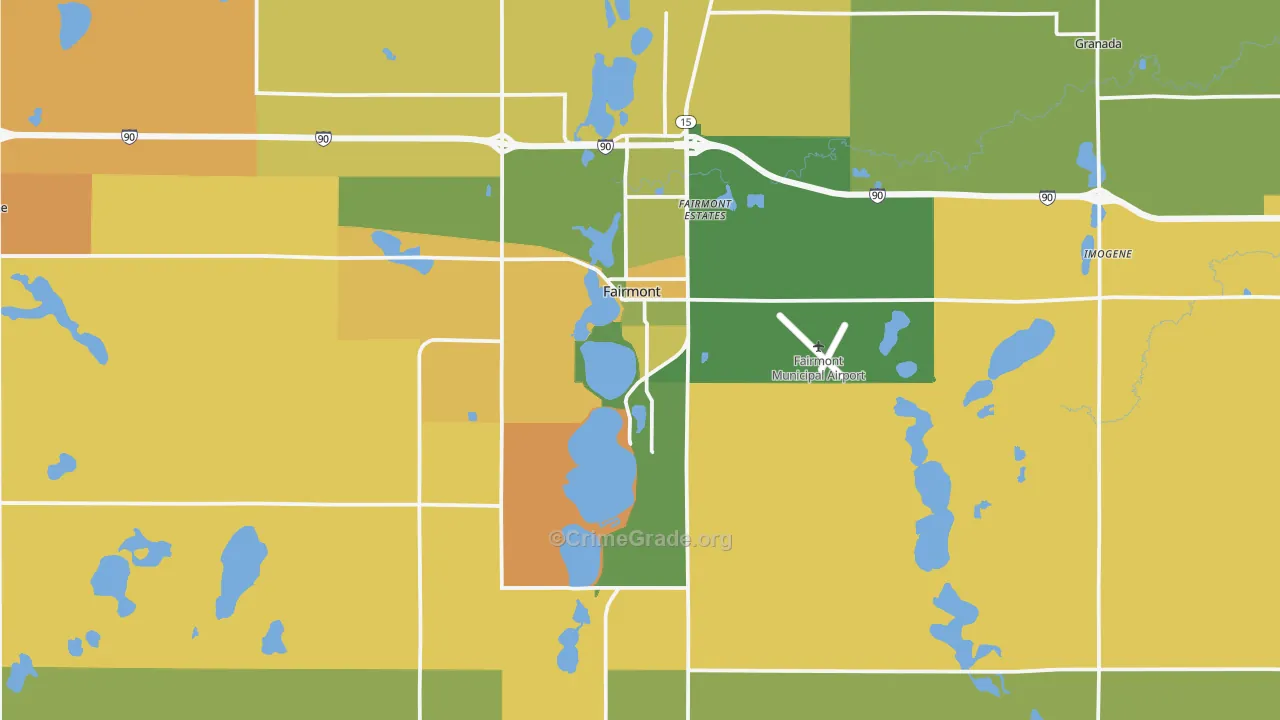 Fairmont, MN Map of Murder Rates