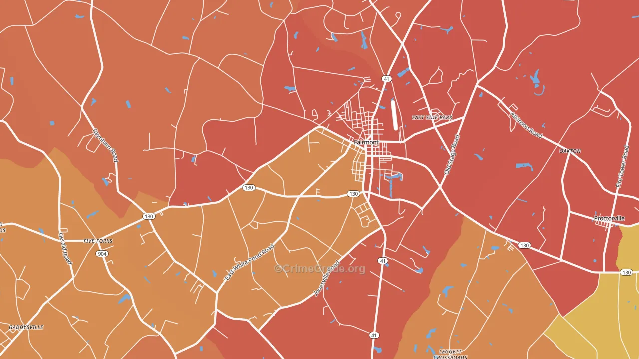 Fairmont, NC Map of Murder Rates