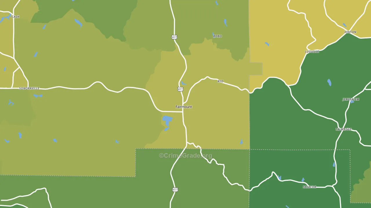 Fairmount, GA Map of Murder Rates