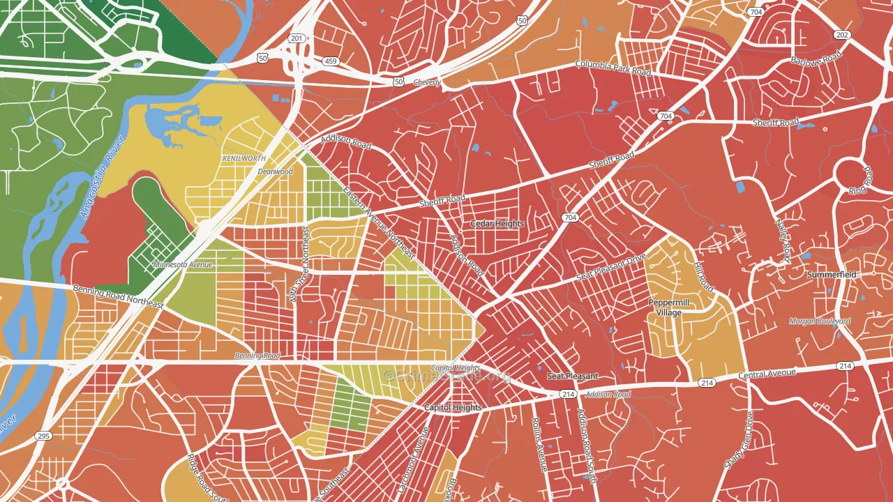 Fairmount Heights, MD Map of Murder Rates