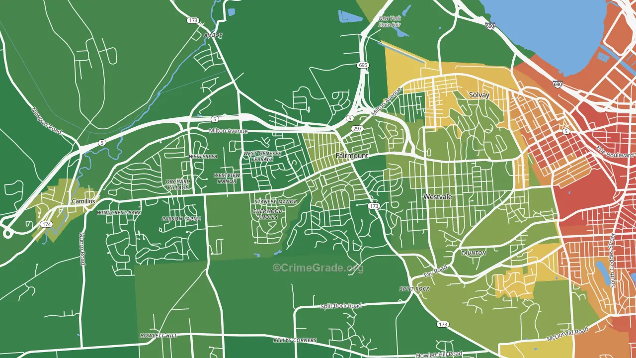 Fairmount, NY Map of Murder Rates