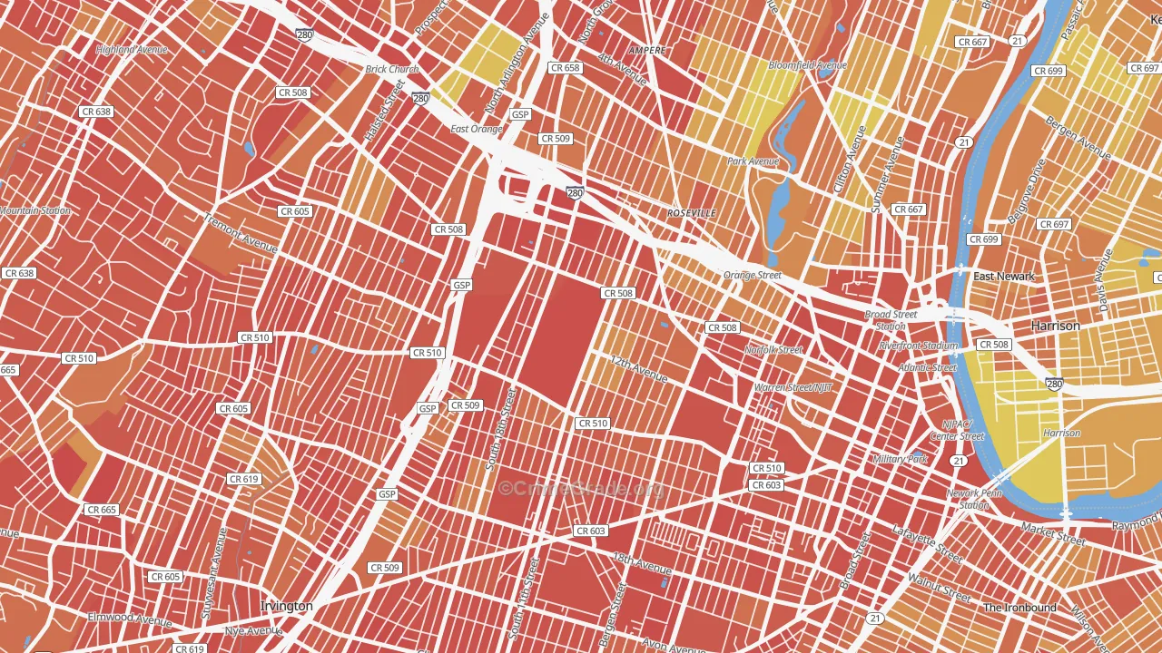 Fairmuont, Newark, NJ Map of Murder Rates