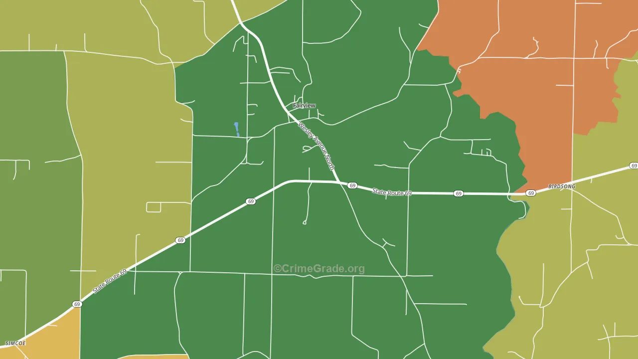 Fairview, AL Map of Murder Rates
