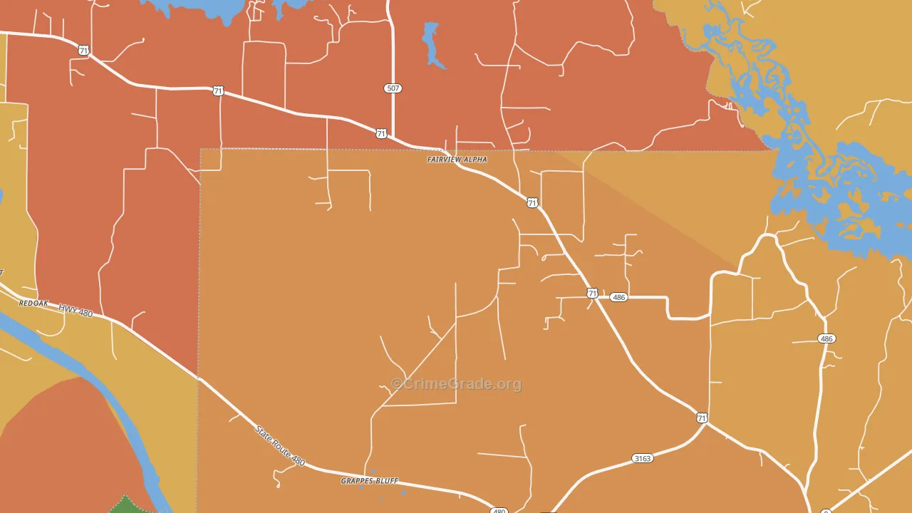 Fairview Alpha, LA Map of Murder Rates