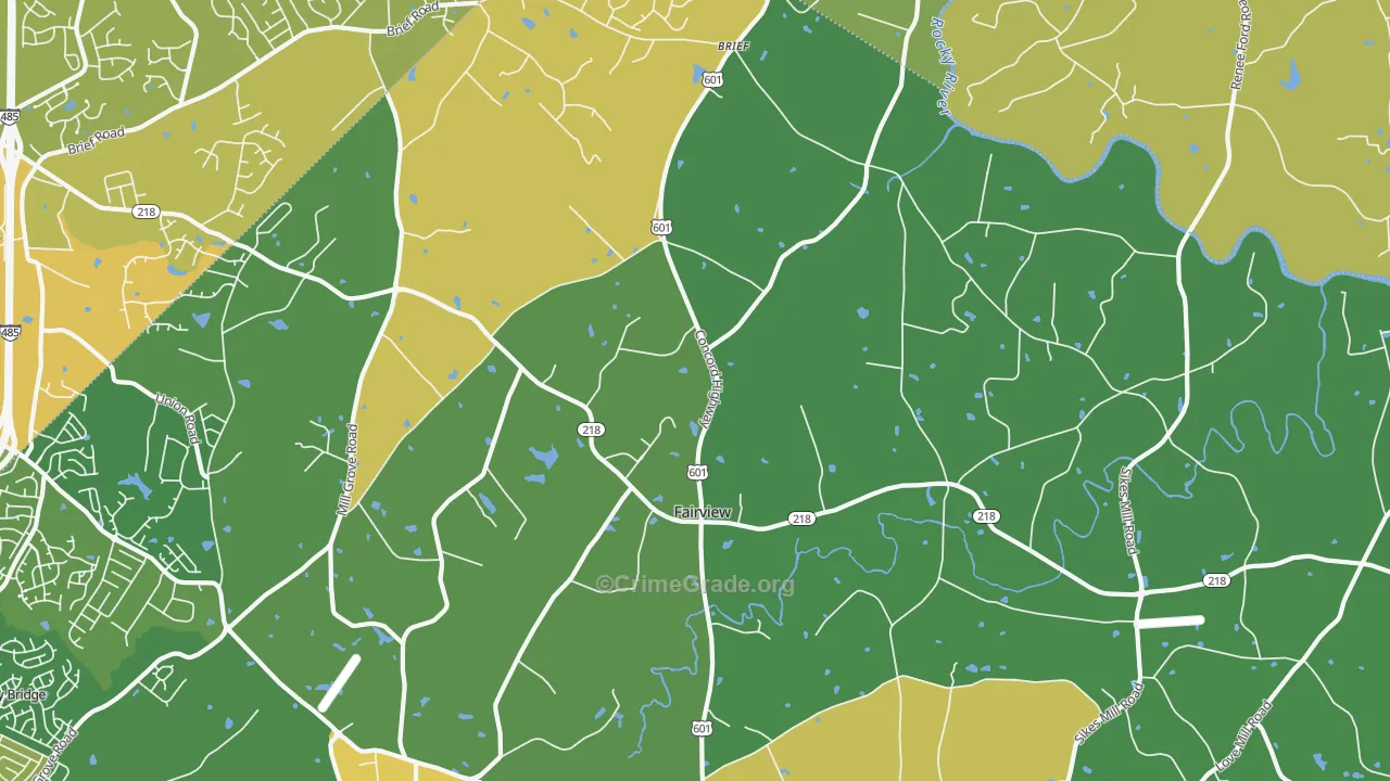 Fairview, Charlotte, NC Map of Murder Rates