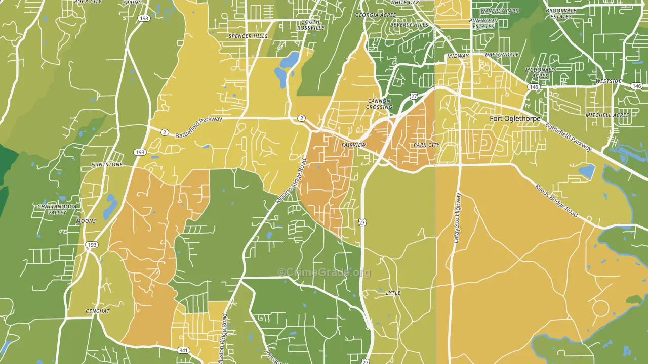 Fairview, GA Map of Murder Rates