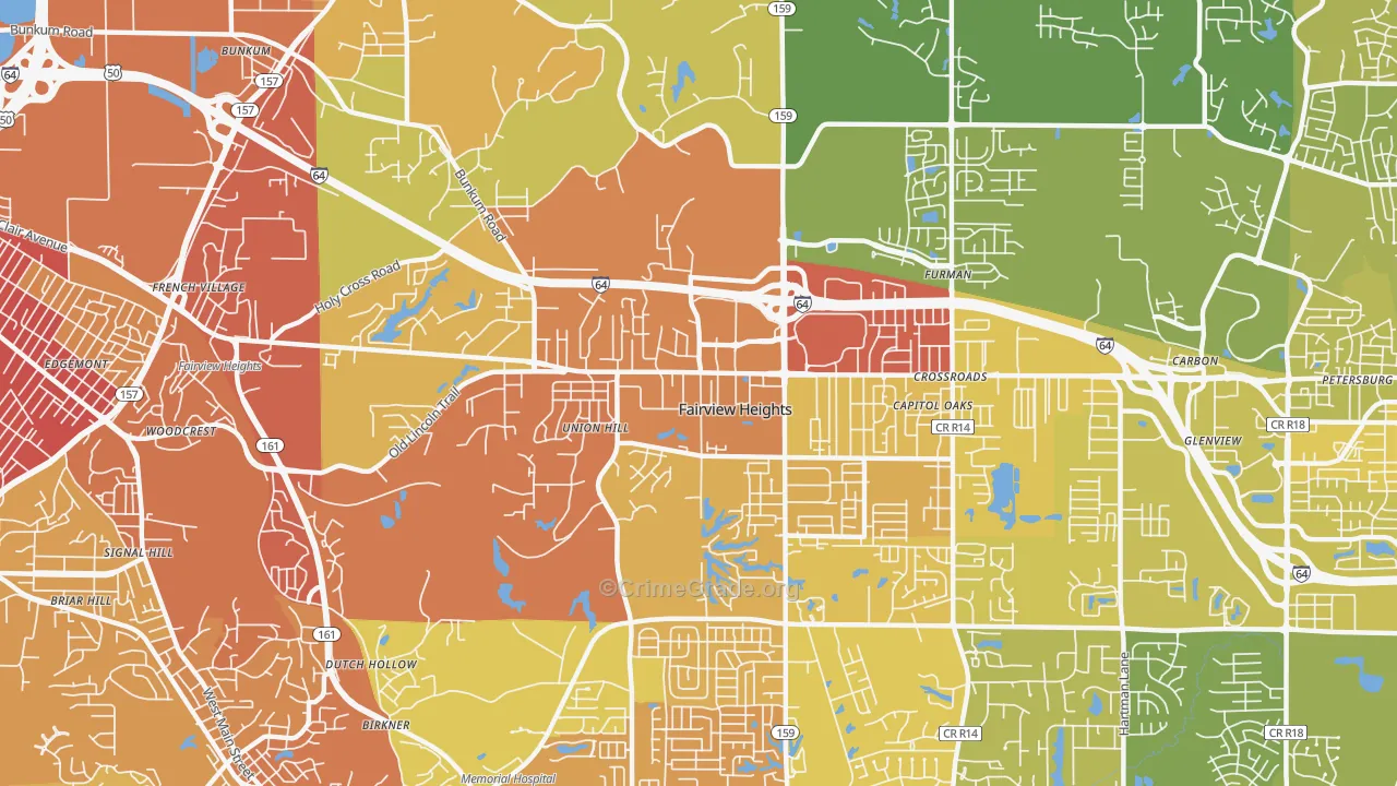 Fairview Heights, IL Map of Murder Rates