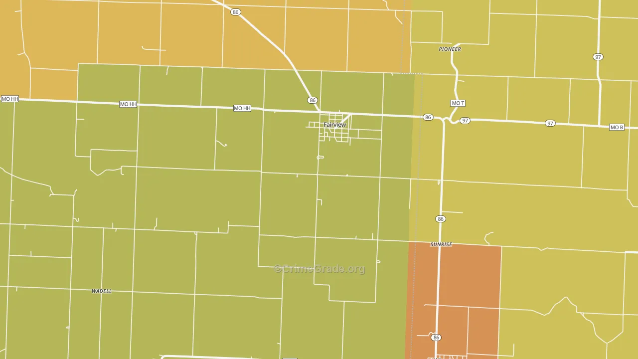 Fairview, MO Map of Murder Rates