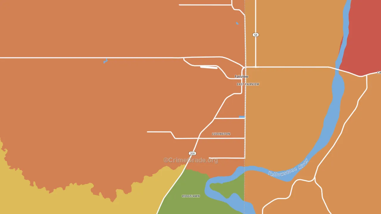 Fairview, MT Map of Murder Rates
