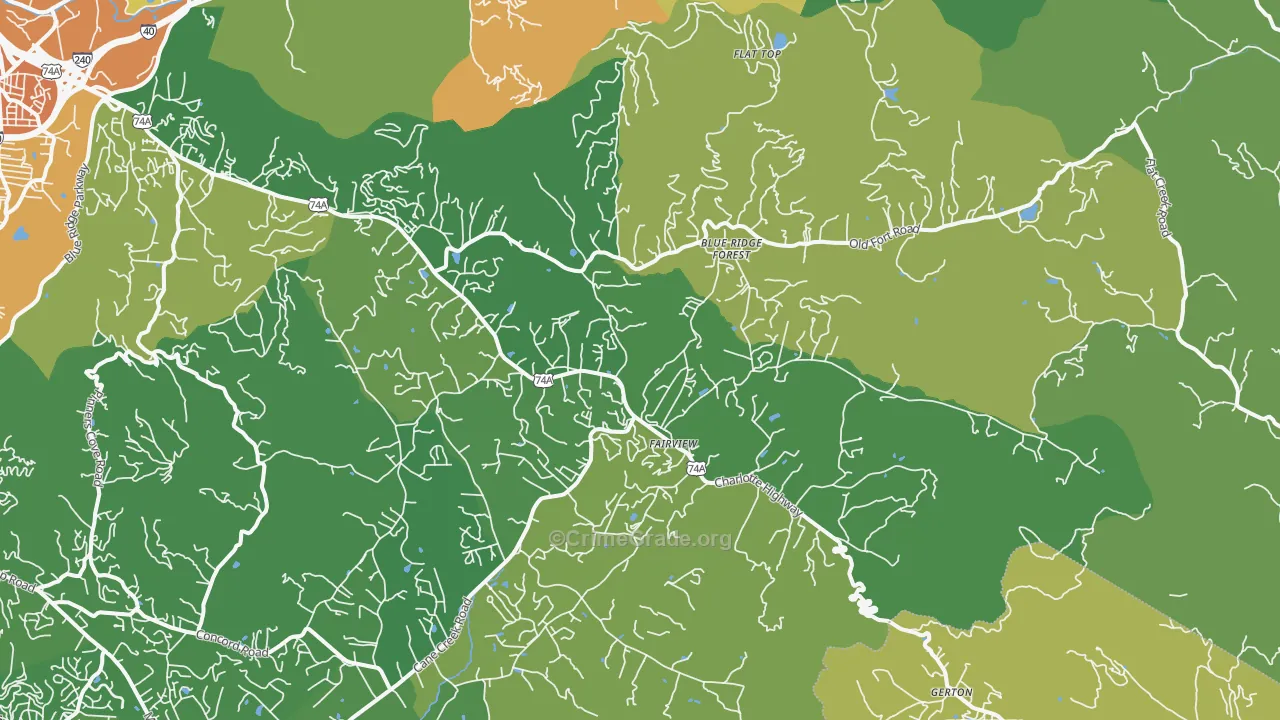 Fairview, NC Map of Murder Rates