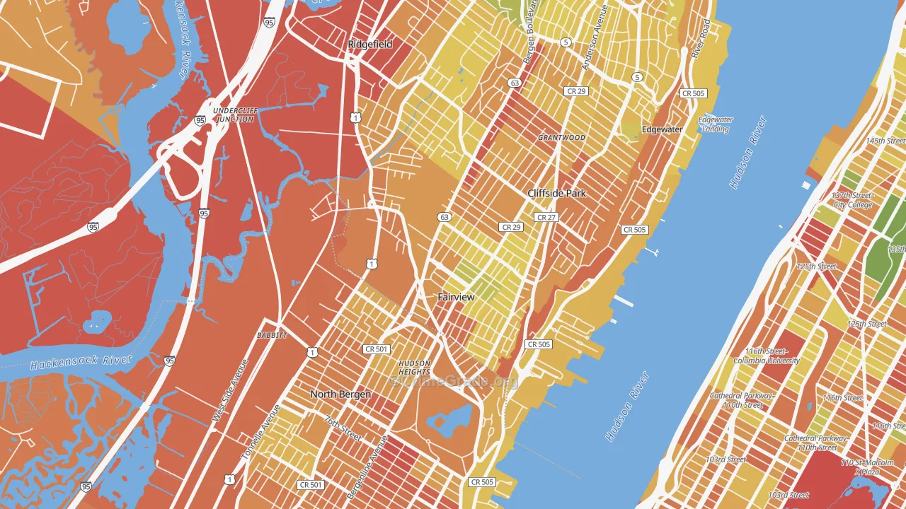Fairview, NJ Map of Murder Rates